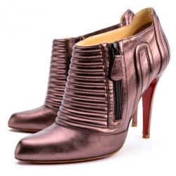 Pre Owned Christian Louboutin Purple Metallic Sigourney Ankle Boots Size 39