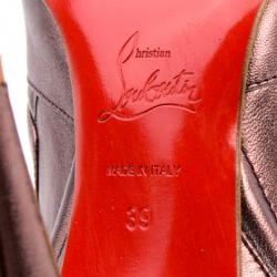 Pre Owned Christian Louboutin Purple Metallic Sigourney Ankle Boots Size 39