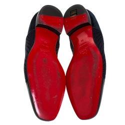 Pre Owned Christian Louboutin Blue/Black Suede Leather And Fabric Alpha Male Oxfords Size 43