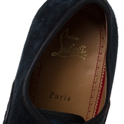 Pre Owned Christian Louboutin Blue/Black Suede Leather And Fabric Alpha Male Oxfords Size 43