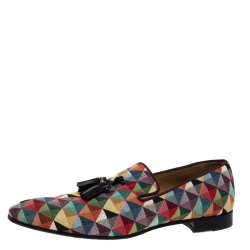 Christian Louboutin Multicolor Fabric Dandelion Tassel Flat Slip-On Size 42.5