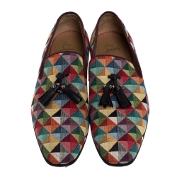 Christian Louboutin Multicolor Fabric Dandelion Tassel Flat Slip-On Size 42.5