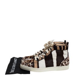 Pre Owned Christian Louboutin Multicolor Animal Print Calf Hair Rantus High Top Sneakers Size 41.5
