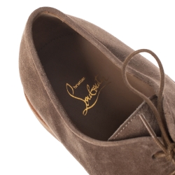 Christian Louboutin Beige Suede Brogue Metal Cap Toe Gareth Derby Size 41
