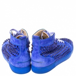 مملوكة مسبقًا حذاء رياضي كريستيان لوبوتان بحافة مرتفعة لوي بمسامير سويدي أزرق مقاس 43