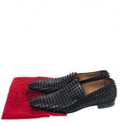 Christian Louboutin Black Leather Roller Boy Spiked Loafers Size 43