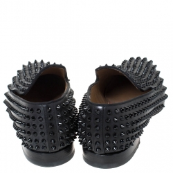 Christian Louboutin Black Leather Roller Boy Spiked Loafers Size 43