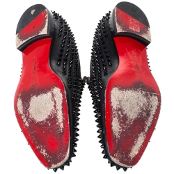Christian Louboutin Black Leather Roller Boy Spiked Loafers Size 43