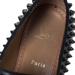 Christian Louboutin Black Leather Roller Boy Spiked Loafers Size 43