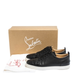 Christian Louboutin Black Leather Rantulow Low Top Sneakers Size 43