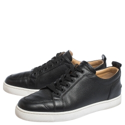 Christian Louboutin Black Leather Rantulow Low Top Sneakers Size 43