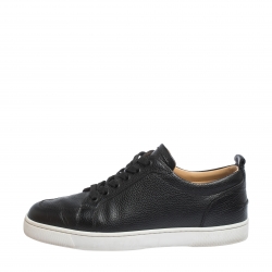 Christian Louboutin Black Leather Rantulow Low Top Sneakers Size 43