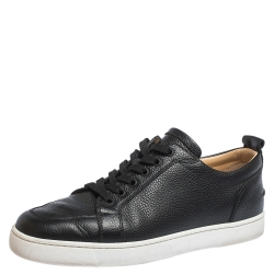 Christian Louboutin Black Leather Rantulow Low Top Sneakers Size 43