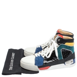 Christian Louboutin Multicolor Leather and Suede Loubikick High Top Sneakers Size 43