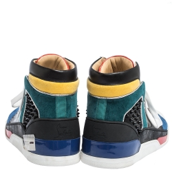 Christian Louboutin Multicolor Leather and Suede Loubikick High Top Sneakers Size 43