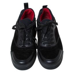 Christian Louboutin Black Leather, Suede and Fabric Aurelien Sneakers Size 43