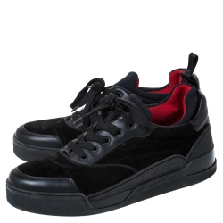 Christian Louboutin Black Leather, Suede and Fabric Aurelien Sneakers Size 43
