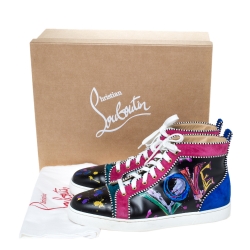 مملوكة مسبقًا Christian Louboutin Multicolor Leather And Suede Love Rantus Orlato High Top Sneakers Size 44.5