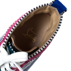 مملوكة مسبقًا Christian Louboutin Multicolor Leather And Suede Love Rantus Orlato High Top Sneakers Size 44.5