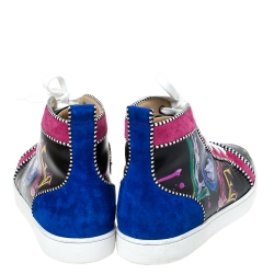مملوكة مسبقًا Christian Louboutin Multicolor Leather And Suede Love Rantus Orlato High Top Sneakers Size 44.5