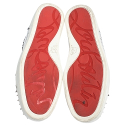 Pre Owned Christian Louboutin White/Black Graffiti Leather Rantus Orlato High Top Sneakers Size 44.5