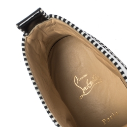 Pre Owned Christian Louboutin White/Black Graffiti Leather Rantus Orlato High Top Sneakers Size 44.5