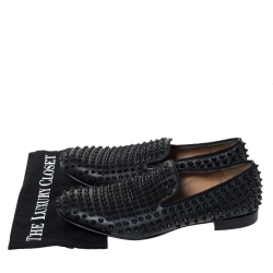 Christian Louboutin Black Leather Roller Boy Spiked Loafers Size 42.5
