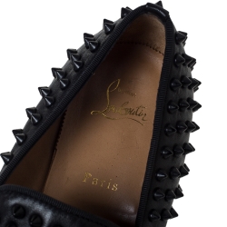 Christian Louboutin Black Leather Roller Boy Spiked Loafers Size 42.5