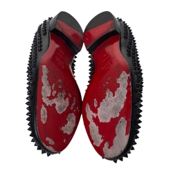 Christian Louboutin Black Leather Roller Boy Spiked Loafers Size 42.5