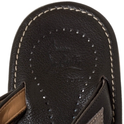 Pre Owned Christian Louboutin Green Textured Leather Spike Suctam Flat Sandals Size 43