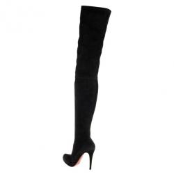 Pre Owned Christian Louboutin Black Suede Monica Thigh High Boots Size 39