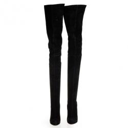 Pre Owned Christian Louboutin Black Suede Monica Thigh High Boots Size 39