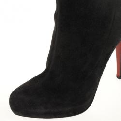 Pre Owned Christian Louboutin Black Suede Monica Thigh High Boots Size 39
