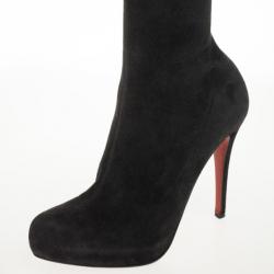 Pre Owned Christian Louboutin Black Suede Monica Thigh High Boots Size 39