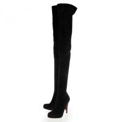 Pre Owned Christian Louboutin Black Suede Monica Thigh High Boots Size 39