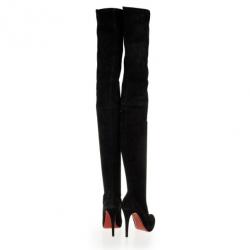 Pre Owned Christian Louboutin Black Suede Monica Thigh High Boots Size 39
