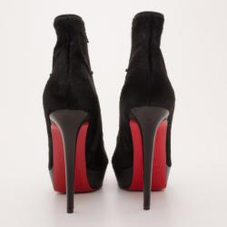 Pre Owned Christian Louboutin Pony Hair Armony Ankle Boots with Removable Leopard Cuffs Size 38.5