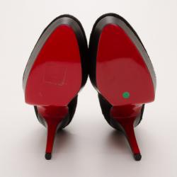 Pre Owned Christian Louboutin Pony Hair Armony Ankle Boots with Removable Leopard Cuffs Size 38.5