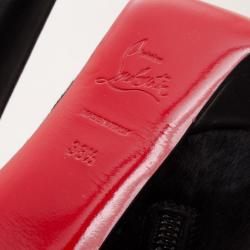 Pre Owned Christian Louboutin Pony Hair Armony Ankle Boots with Removable Leopard Cuffs Size 38.5