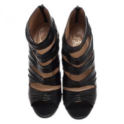 مملوكة مسبقًا Christian Louboutin Black Leather Developpa Wedge Booties Size 39