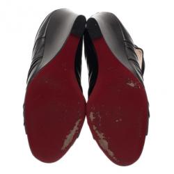 مملوكة مسبقًا Christian Louboutin Black Leather Developpa Wedge Booties Size 39