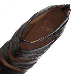 مملوكة مسبقًا Christian Louboutin Black Leather Developpa Wedge Booties Size 39