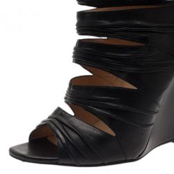 مملوكة مسبقًا Christian Louboutin Black Leather Developpa Wedge Booties Size 39