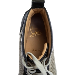 مملوكة مسبقًا حذاء رياضي كريستيان لوبوتان رانتوس هاي توب جلد وكانفاس أبيض وأسود مقاس 41