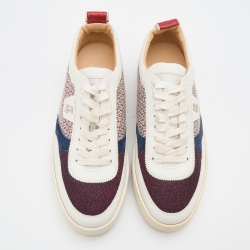 Pre Owned Christian Louboutin Multicolor Leather and Glitter Happy Rui Sneakers Size 43