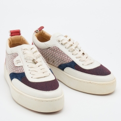 Pre Owned Christian Louboutin Multicolor Leather and Glitter Happy Rui Sneakers Size 43