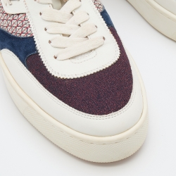 Pre Owned Christian Louboutin Multicolor Leather and Glitter Happy Rui Sneakers Size 43