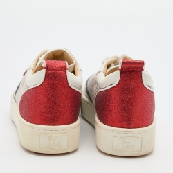 Pre Owned Christian Louboutin Multicolor Leather and Glitter Happy Rui Sneakers Size 43