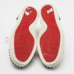 Pre Owned Christian Louboutin Multicolor Printed Patent Leather and Suede Louis Junior Spike Low Top Sneakers Size 44