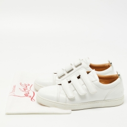 Christian Louboutin White Leather Kiddo Orlato Low Top Sneakers Size 42.5